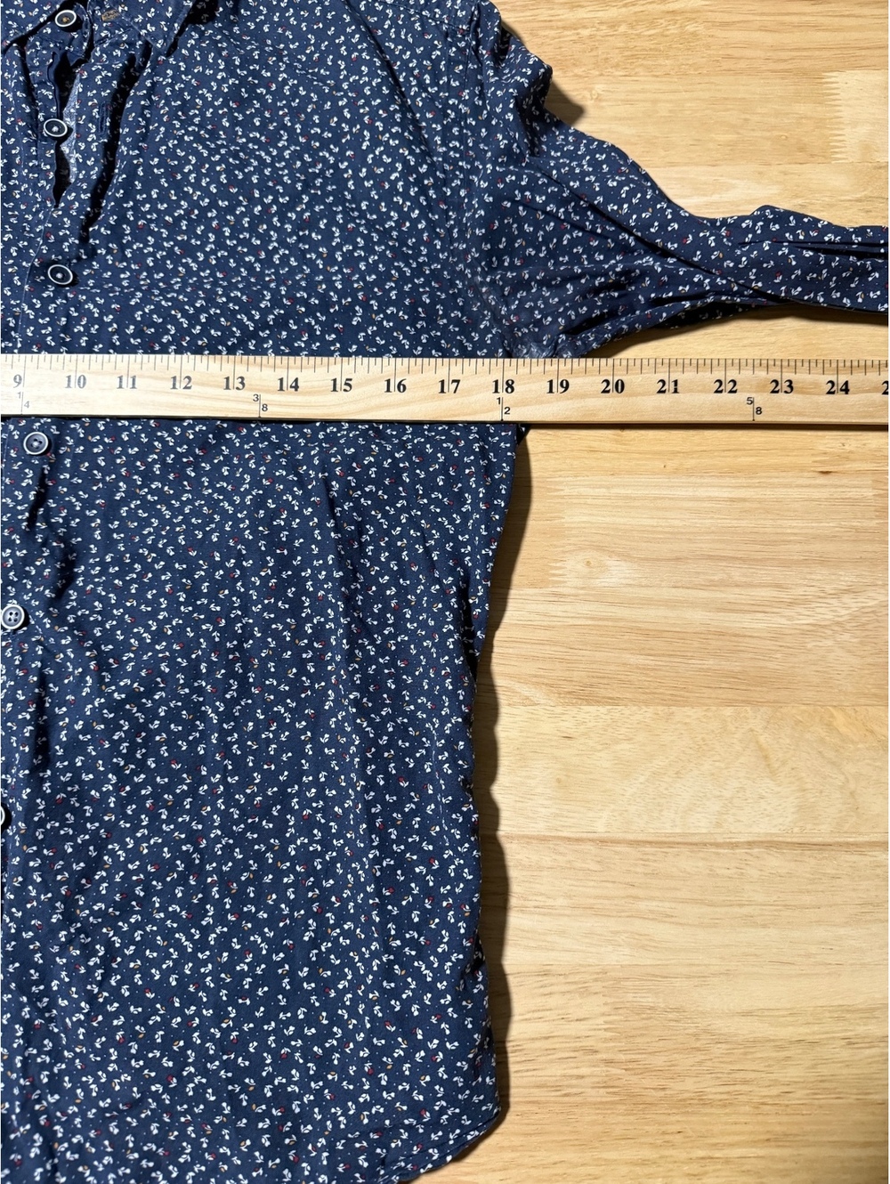 Zara Man Men’s Small Navy Floral Slim Fit Button Down Shirt - Picture 5 of 7